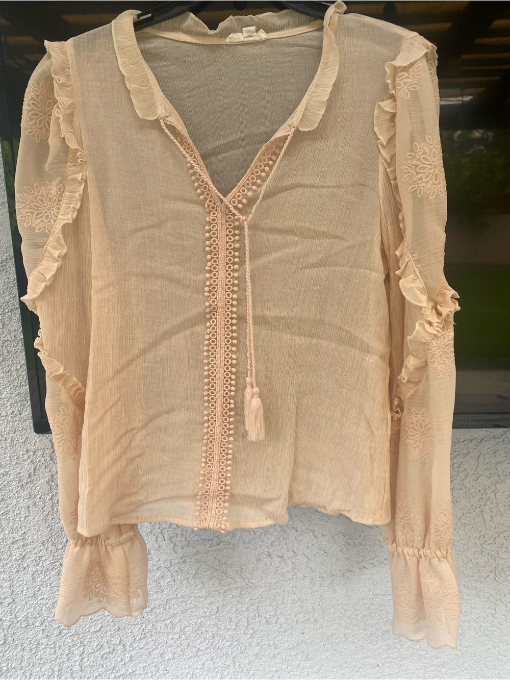 Blu Pepper Blush Ruffle Peasant Blouse